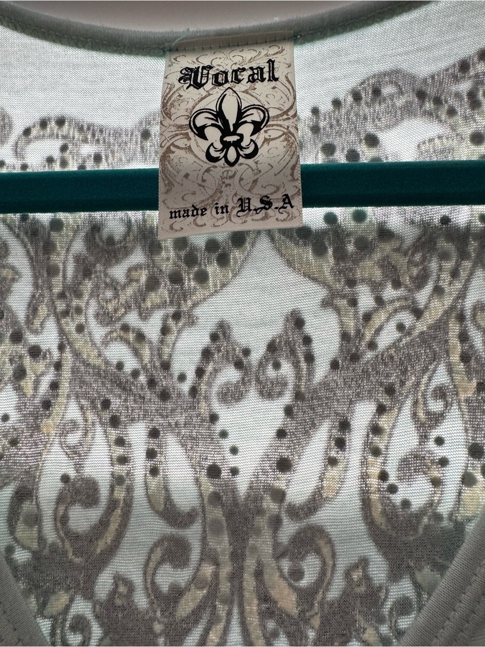 Vocal Teal Ombre Embellished Handkerchief Dress - Picture 6 of 6